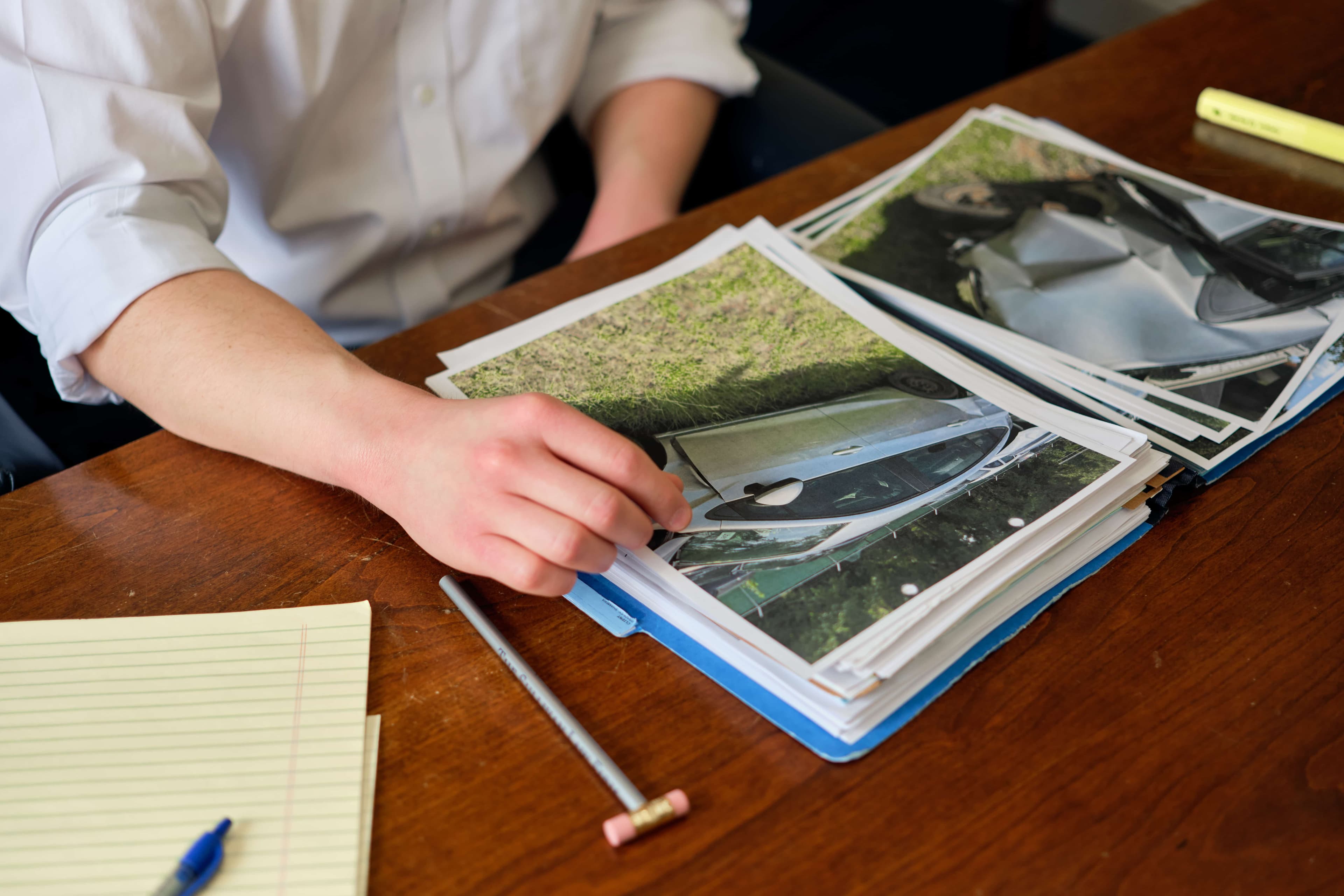 reviewing car accident photos for insurance claims